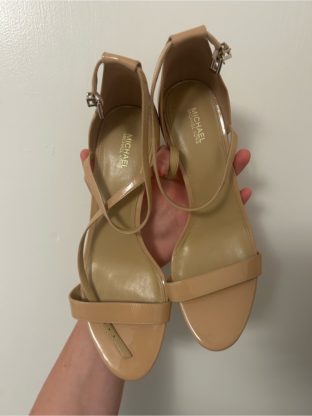 Nude Patent Strappy Stiletto Sandal - Women